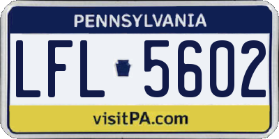 PA license plate LFL5602
