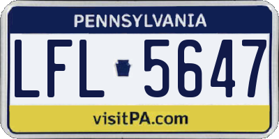 PA license plate LFL5647