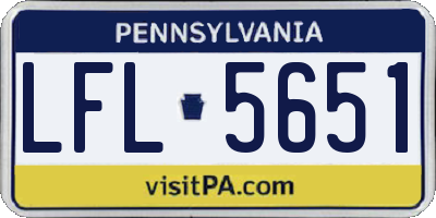 PA license plate LFL5651