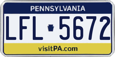 PA license plate LFL5672