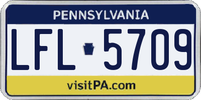 PA license plate LFL5709