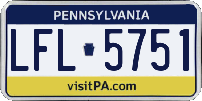 PA license plate LFL5751