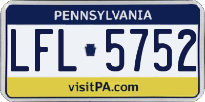 PA license plate LFL5752