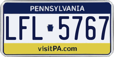 PA license plate LFL5767