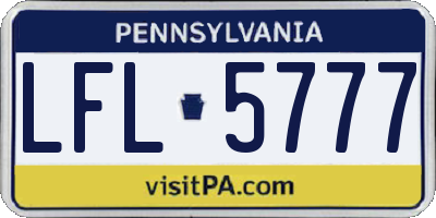 PA license plate LFL5777