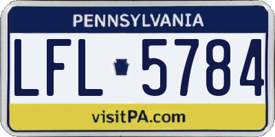PA license plate LFL5784