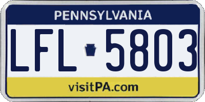 PA license plate LFL5803