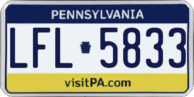 PA license plate LFL5833