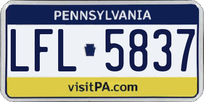 PA license plate LFL5837