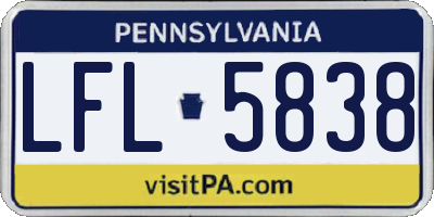 PA license plate LFL5838