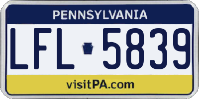 PA license plate LFL5839