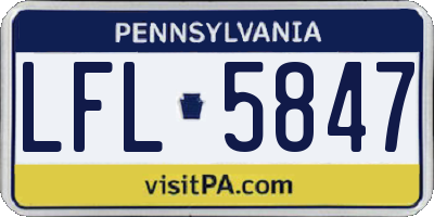 PA license plate LFL5847