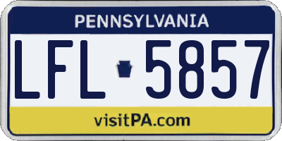 PA license plate LFL5857
