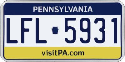 PA license plate LFL5931