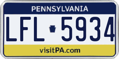 PA license plate LFL5934