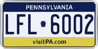PA license plate LFL6002