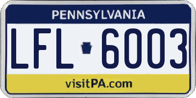 PA license plate LFL6003