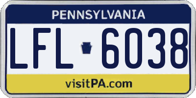 PA license plate LFL6038
