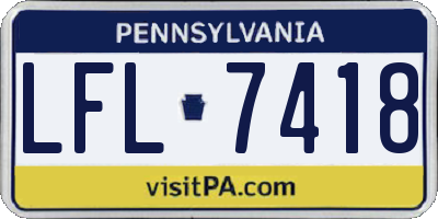 PA license plate LFL7418