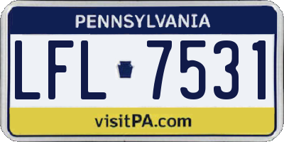 PA license plate LFL7531