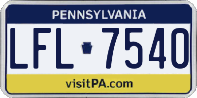 PA license plate LFL7540