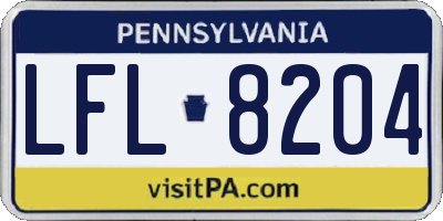 PA license plate LFL8204