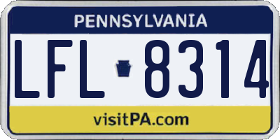 PA license plate LFL8314