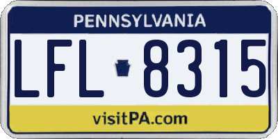 PA license plate LFL8315