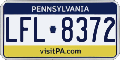 PA license plate LFL8372