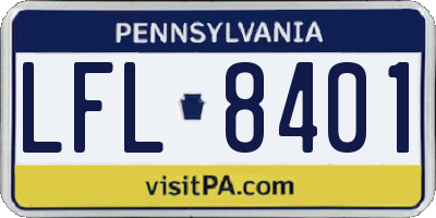 PA license plate LFL8401