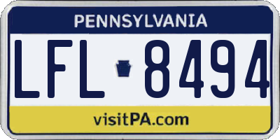 PA license plate LFL8494