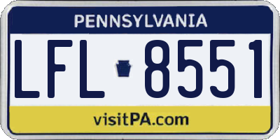 PA license plate LFL8551