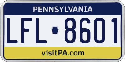 PA license plate LFL8601