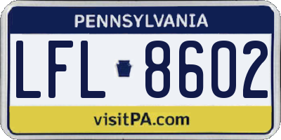 PA license plate LFL8602