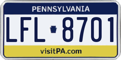 PA license plate LFL8701