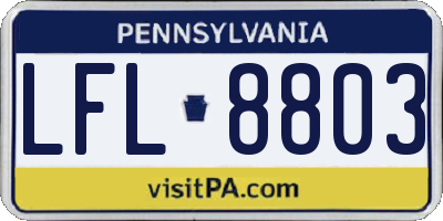 PA license plate LFL8803