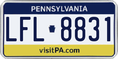 PA license plate LFL8831