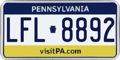 PA license plate LFL8892