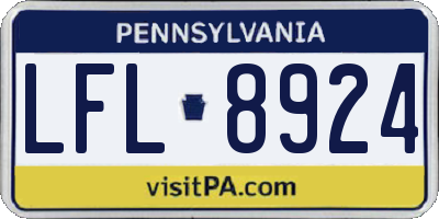 PA license plate LFL8924
