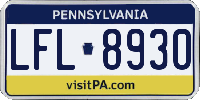PA license plate LFL8930