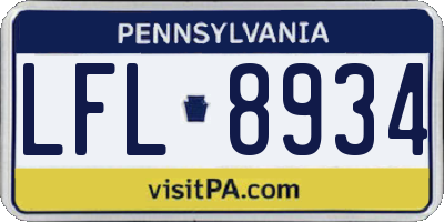 PA license plate LFL8934