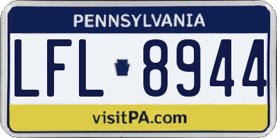 PA license plate LFL8944