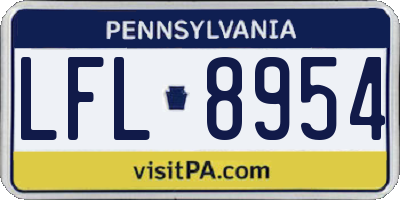 PA license plate LFL8954