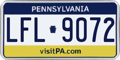 PA license plate LFL9072