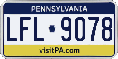PA license plate LFL9078
