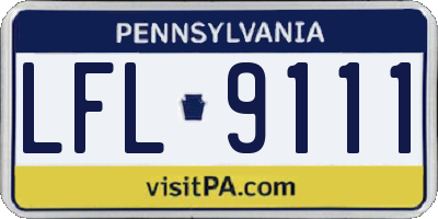 PA license plate LFL9111