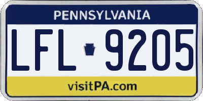 PA license plate LFL9205