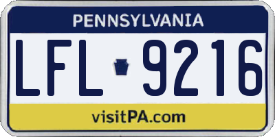 PA license plate LFL9216