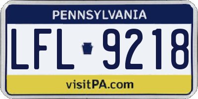 PA license plate LFL9218