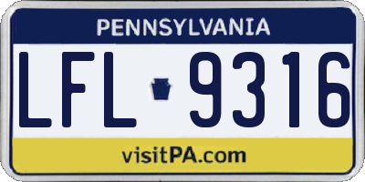PA license plate LFL9316